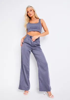 Paris Pinstripe Grey Tailored Relaxed Fit Trouser