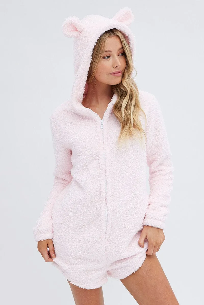 Pink Fluffy PJ Cosy Pyjama Onesie