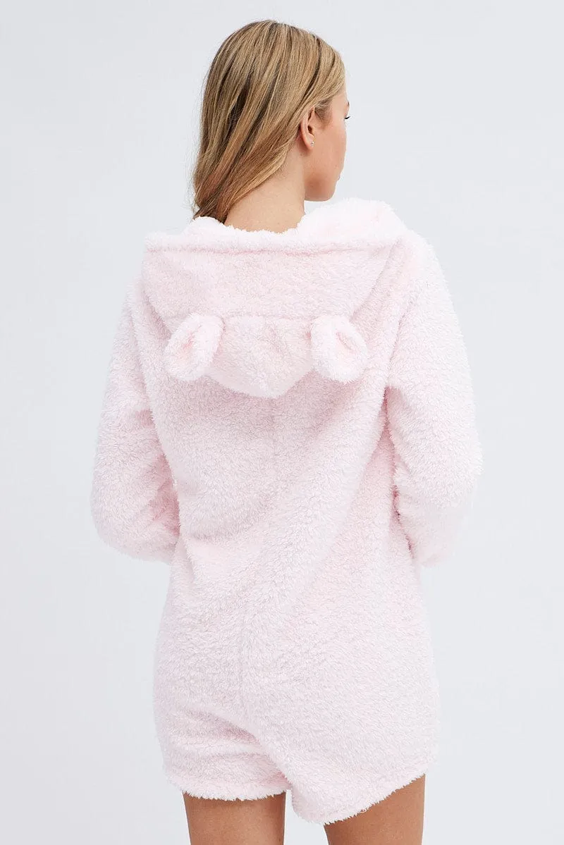 Pink Fluffy PJ Cosy Pyjama Onesie