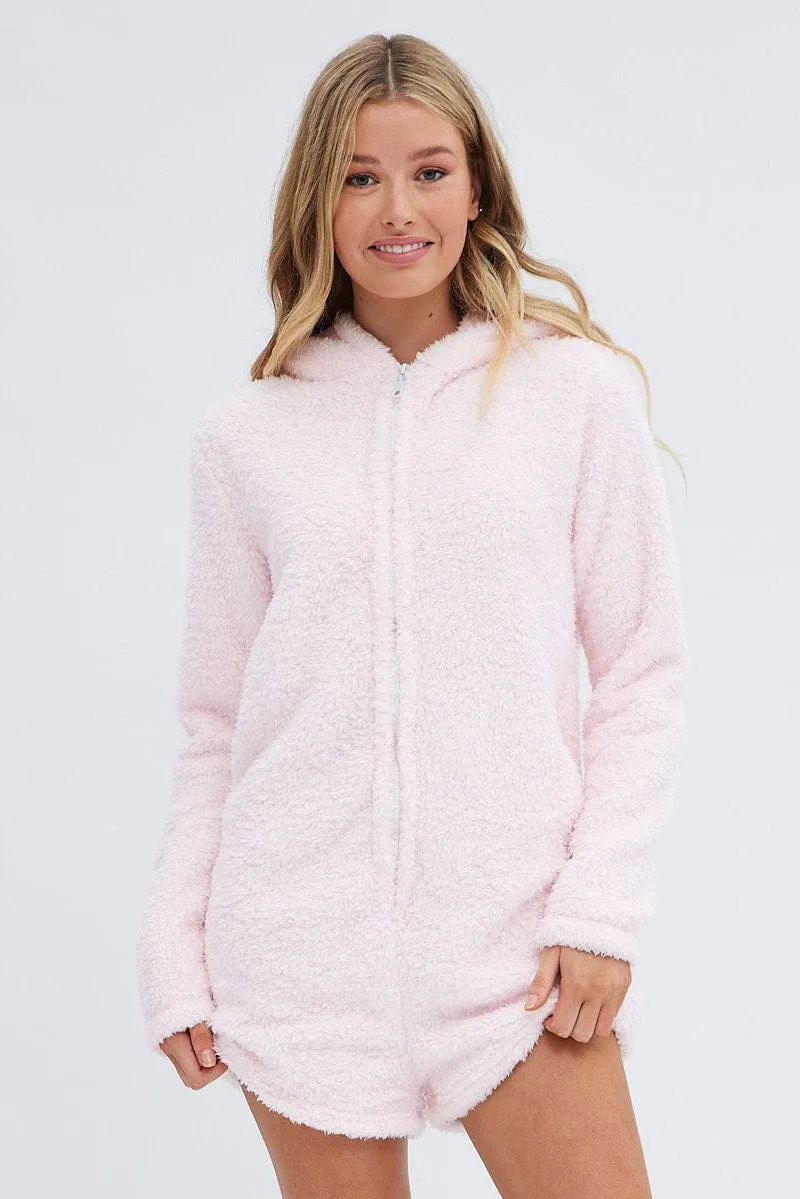 Pink Fluffy PJ Cosy Pyjama Onesie