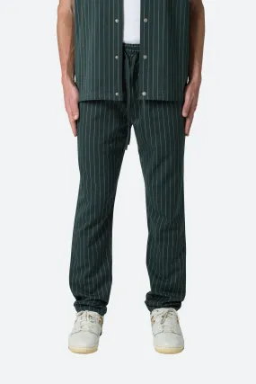 Pinstripe Drawcord Pants - Green