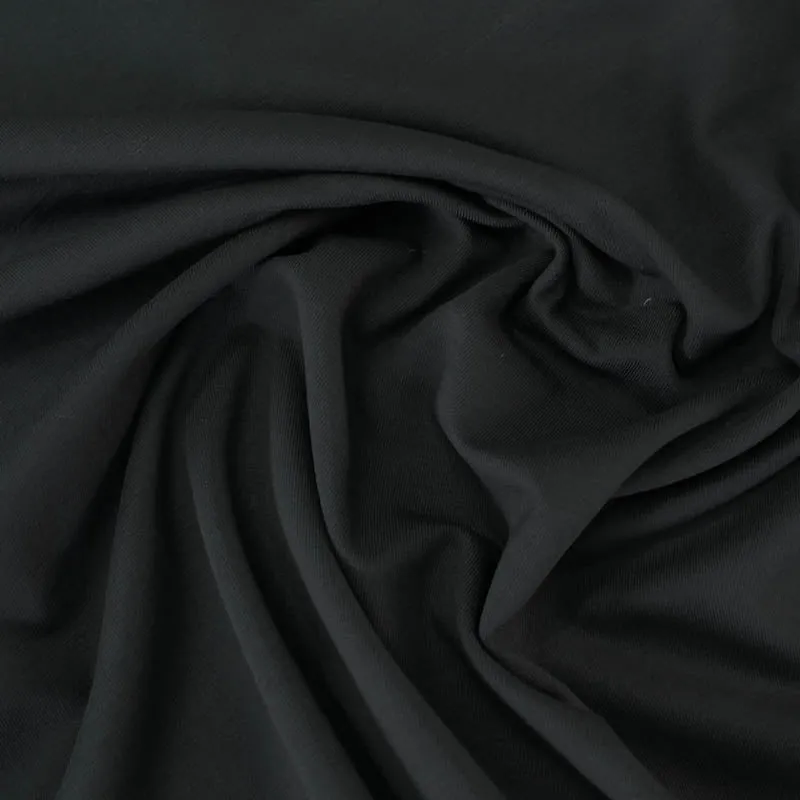 Plain Bamboo Elastane Jersey - Darkest Black