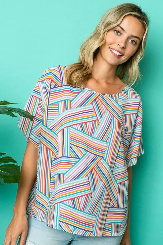 PLUS MULTI GEO WOVEN KIMONO TOP