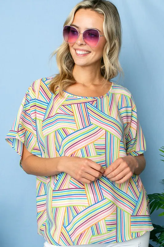 PLUS MULTI GEO WOVEN KIMONO TOP