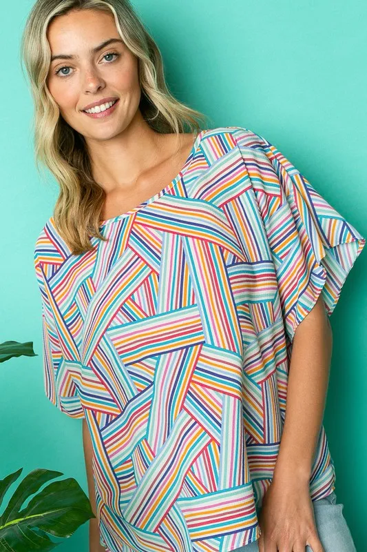 PLUS MULTI GEO WOVEN KIMONO TOP