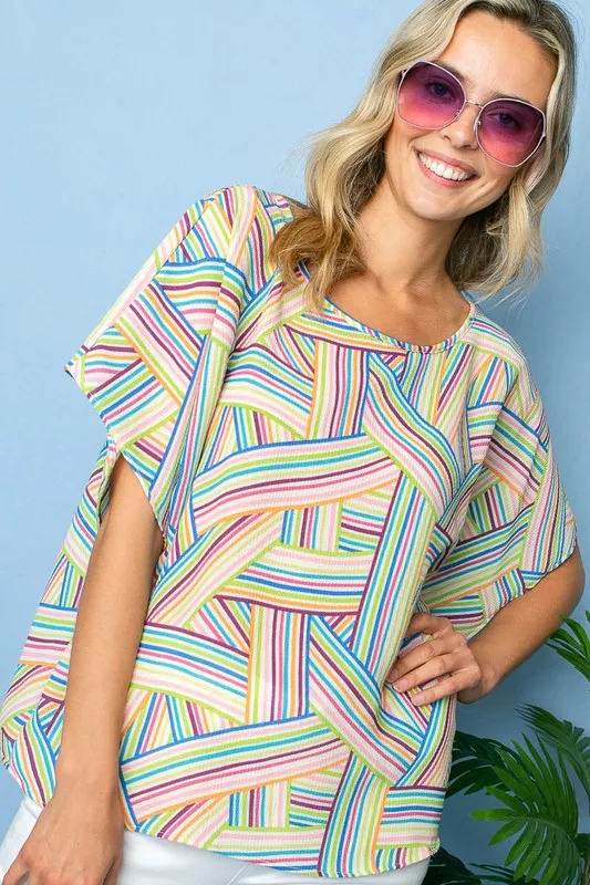 PLUS MULTI GEO WOVEN KIMONO TOP