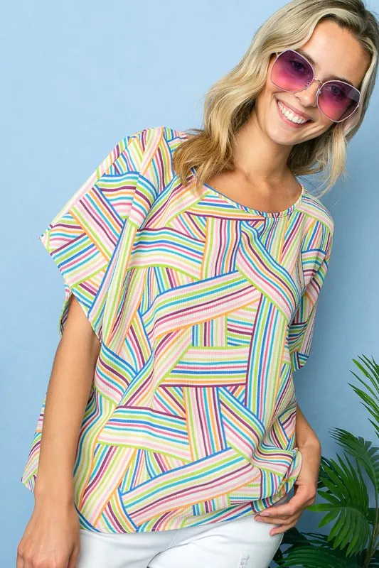 PLUS MULTI GEO WOVEN KIMONO TOP