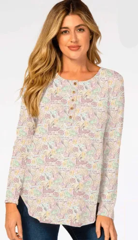 [Pre Sale] Lazy Days Tangled Up - Women's Long Sleeve Printed Bamboo Snap Top (EST SHIP EARLY JAN)