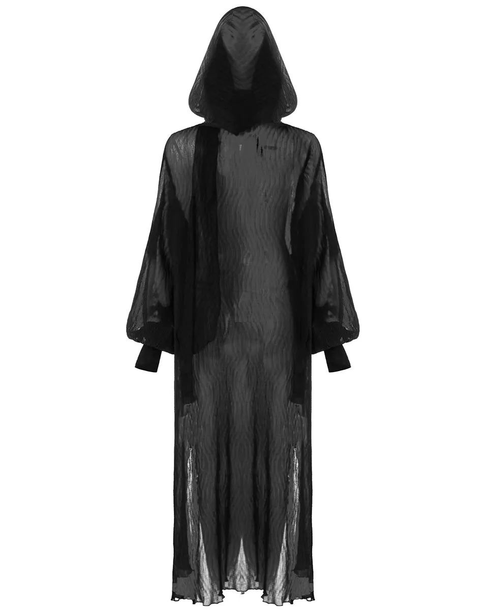 Punk Rave Daily Life Womens Long Gothic Pleated Chiffon Cloak Jacket