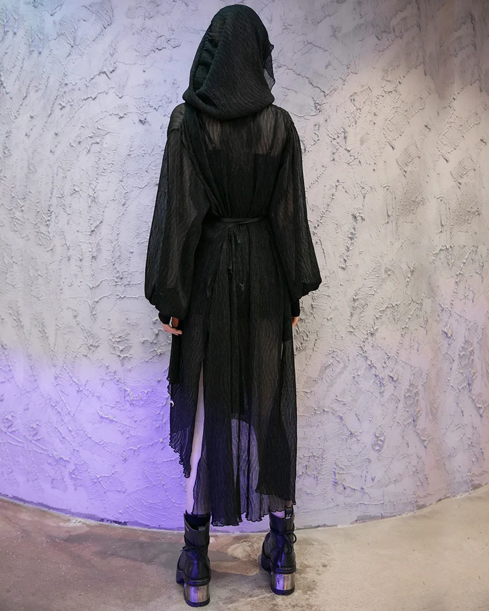 Punk Rave Daily Life Womens Long Gothic Pleated Chiffon Cloak Jacket