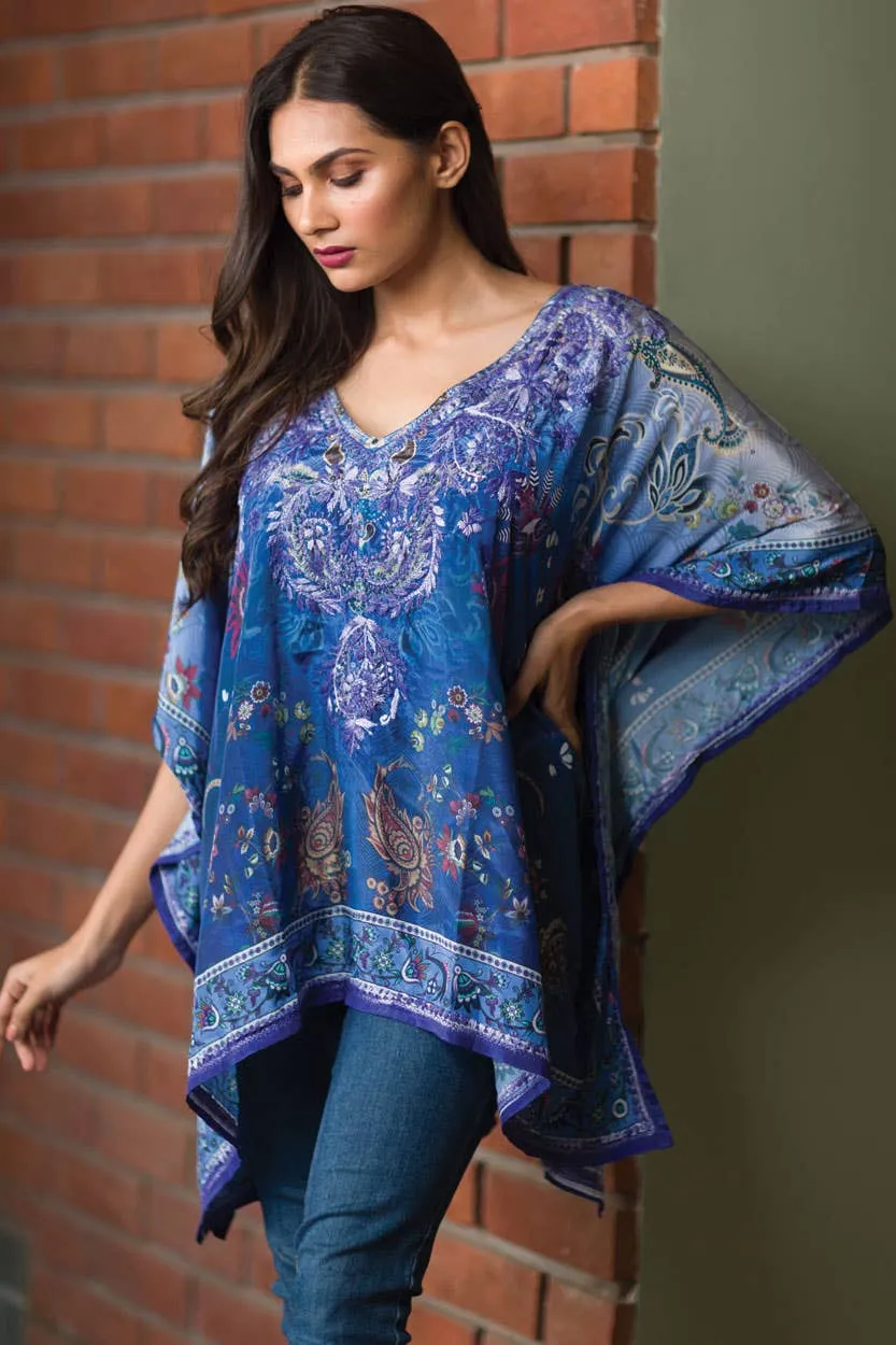 Ranita Embroidered Top Indigo