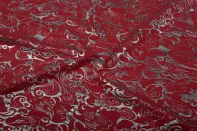 Red & Silver Foil Knit Fabric