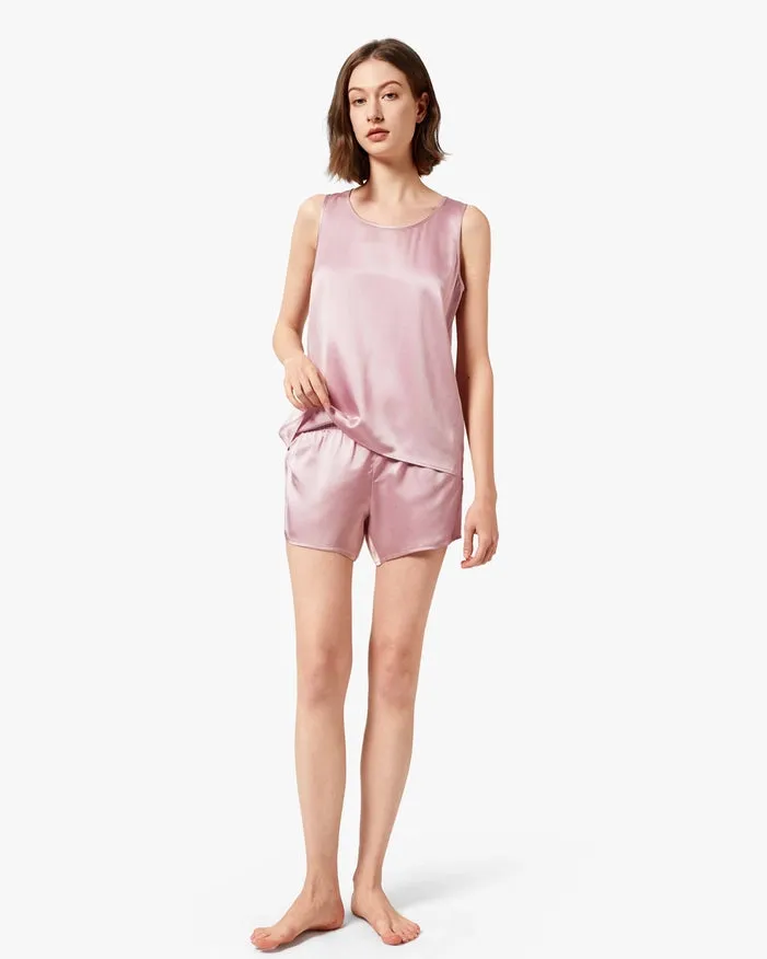 Relaxed Silk Short Pajamas Rosy Pink