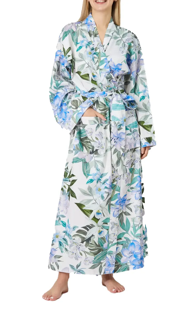 Sanctuary Studio 100% Cotton Sateen Long Sleeve Robe Nymph Blue