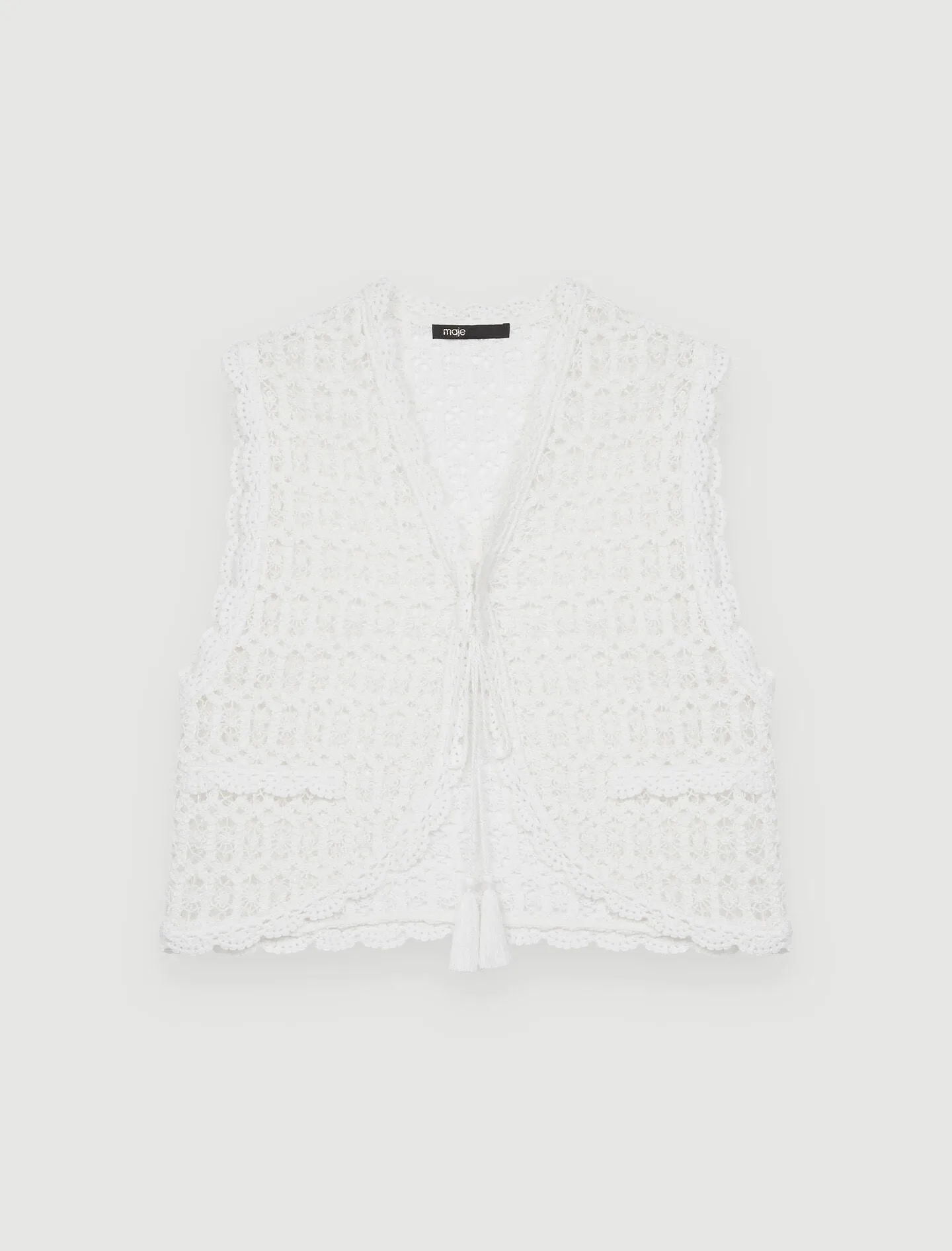 SHORT SLEEVELESS GUIPURE JACKET