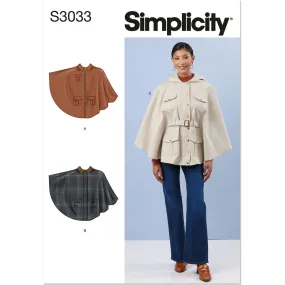 Simplicity Sewing Pattern S3033 Misses' Capes