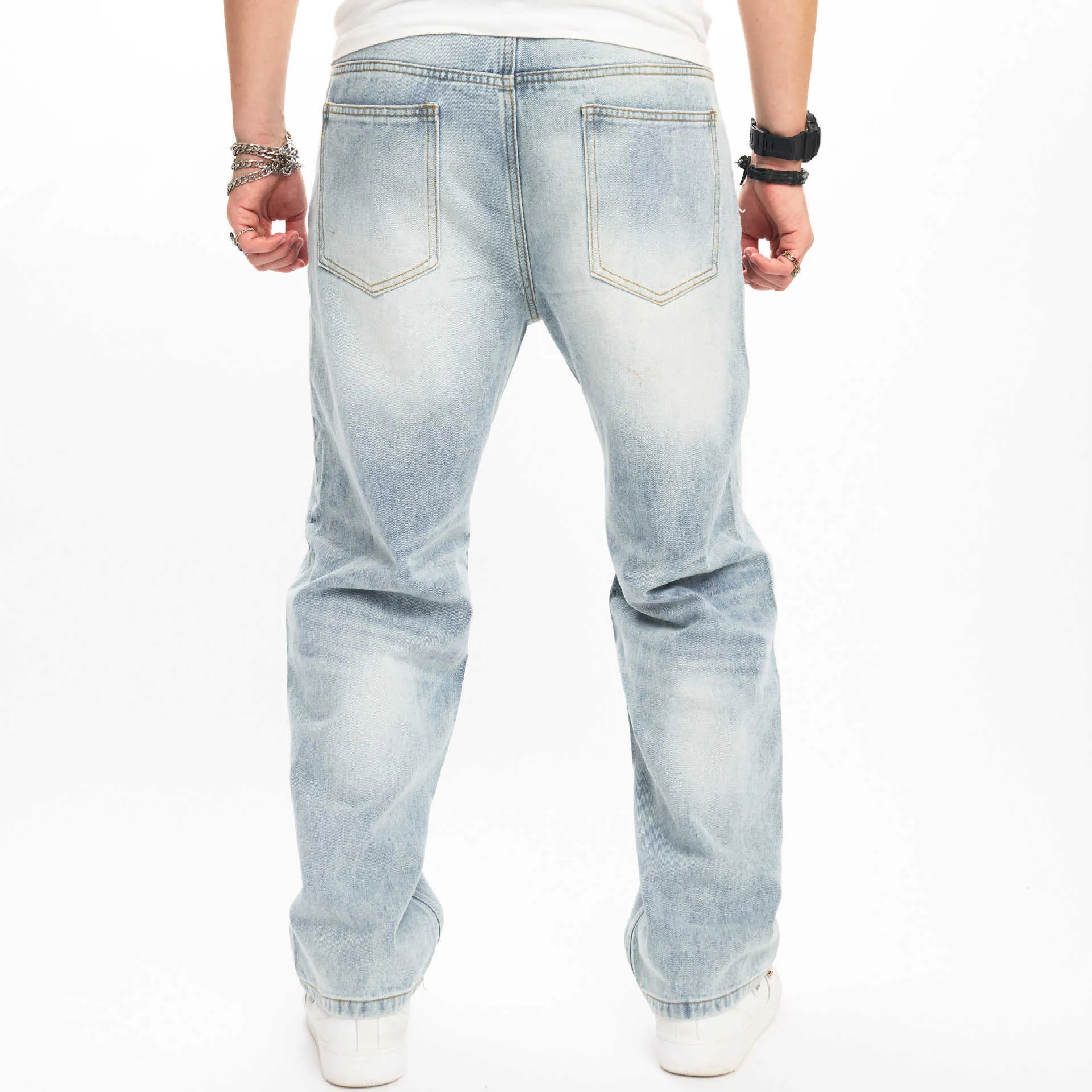 Sky Blue Relaxed Fit Men's Denim Jeans