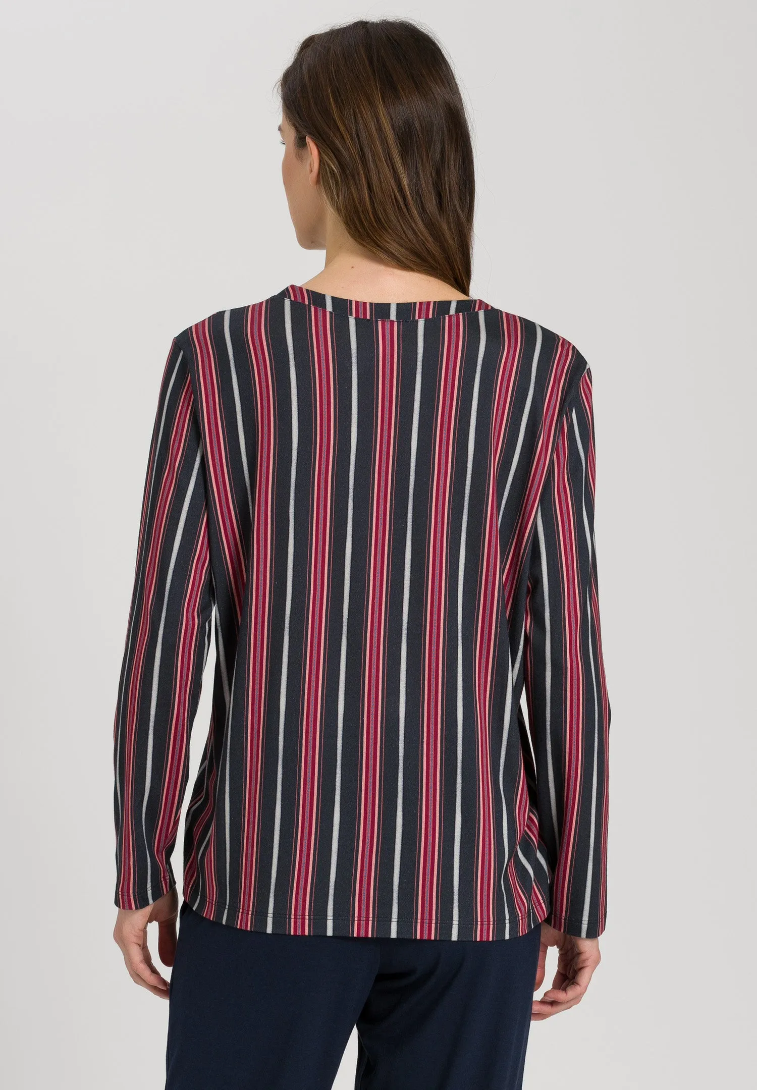 Sleep And Lounge Button Front Shirt | Marsala Stripe 77934-2984