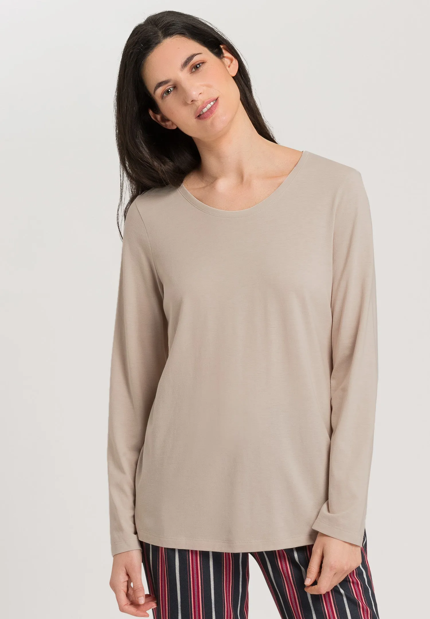 Sleep And Lounge Relaxed Round Neck Top | Pumice 77844-2801