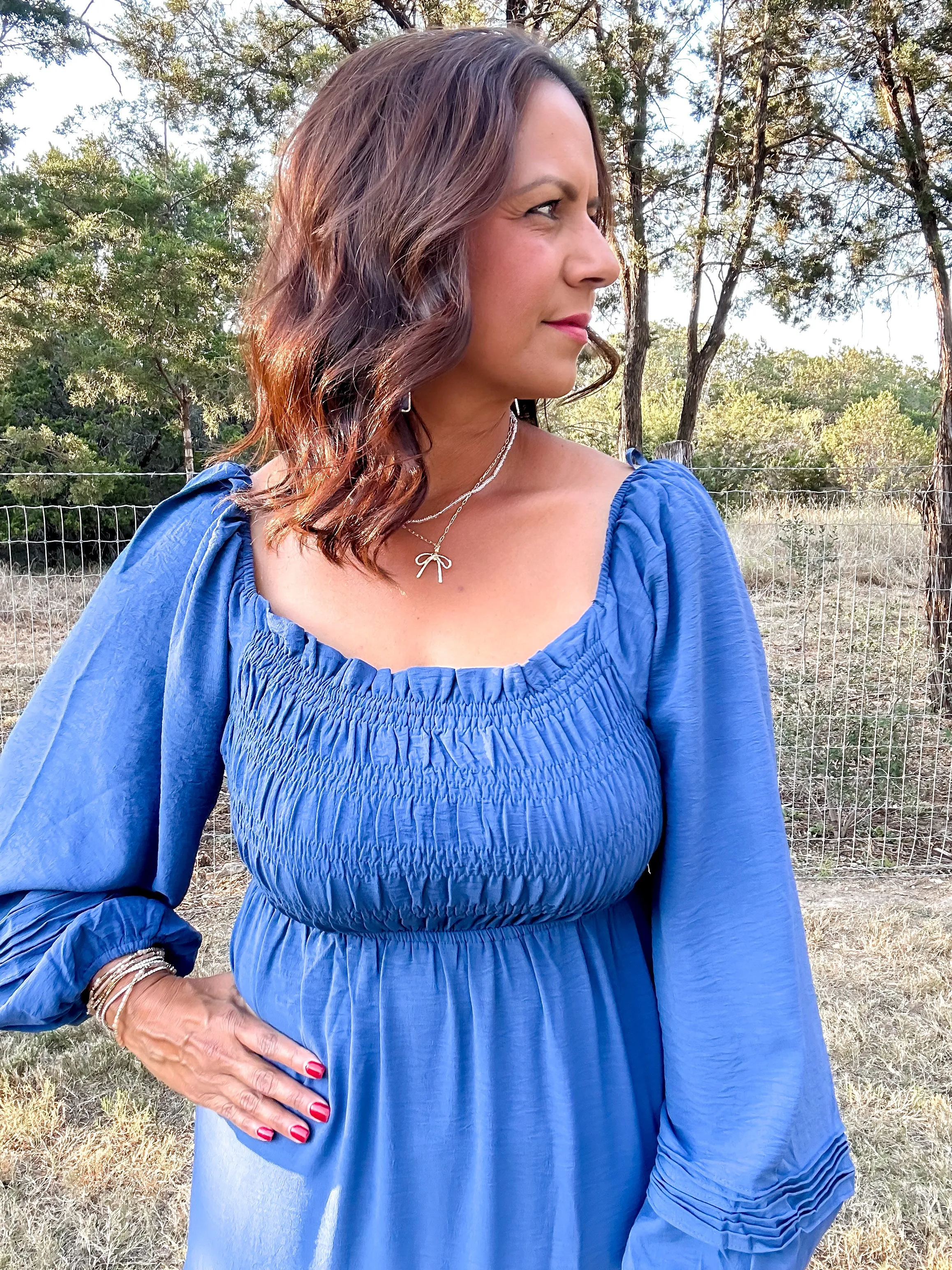 Smocked Tier Maxi Dress - Blue