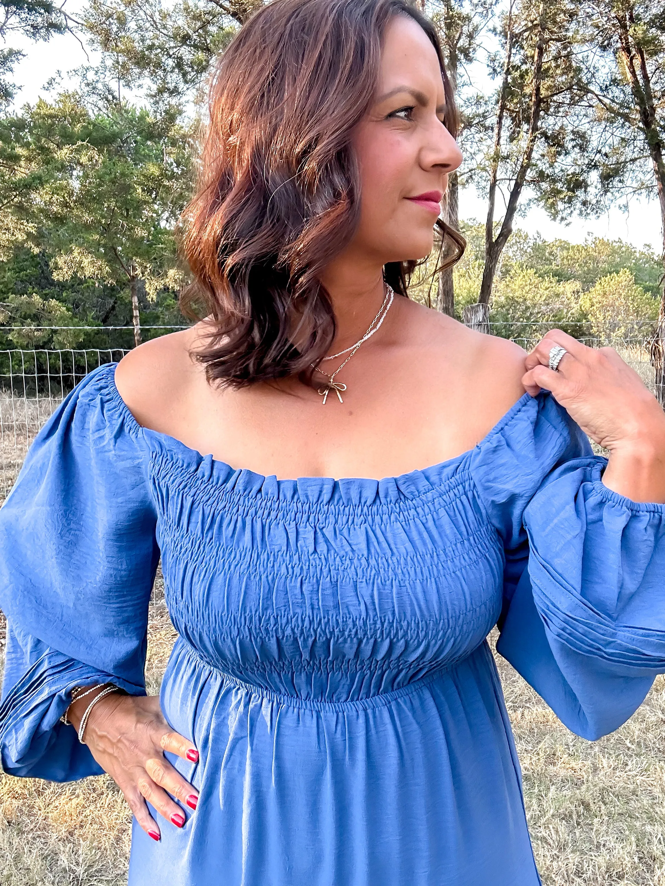 Smocked Tier Maxi Dress - Blue