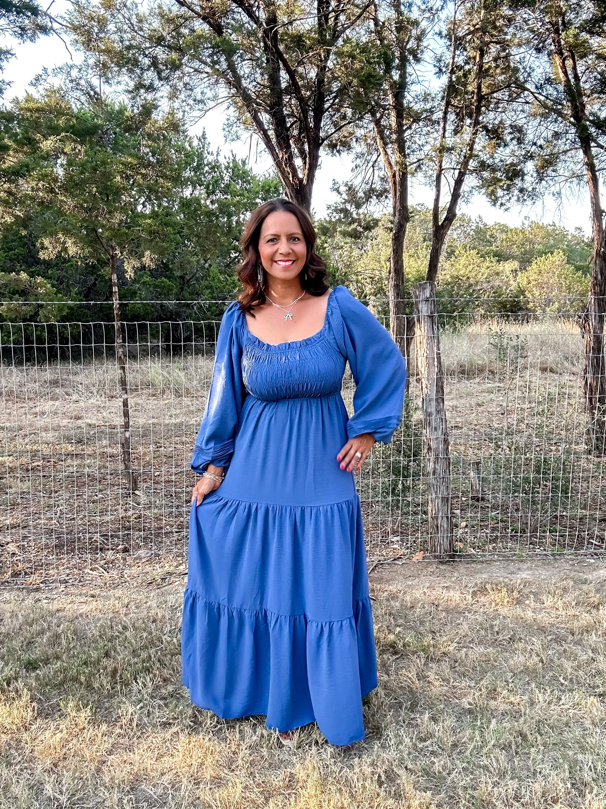 Smocked Tier Maxi Dress - Blue