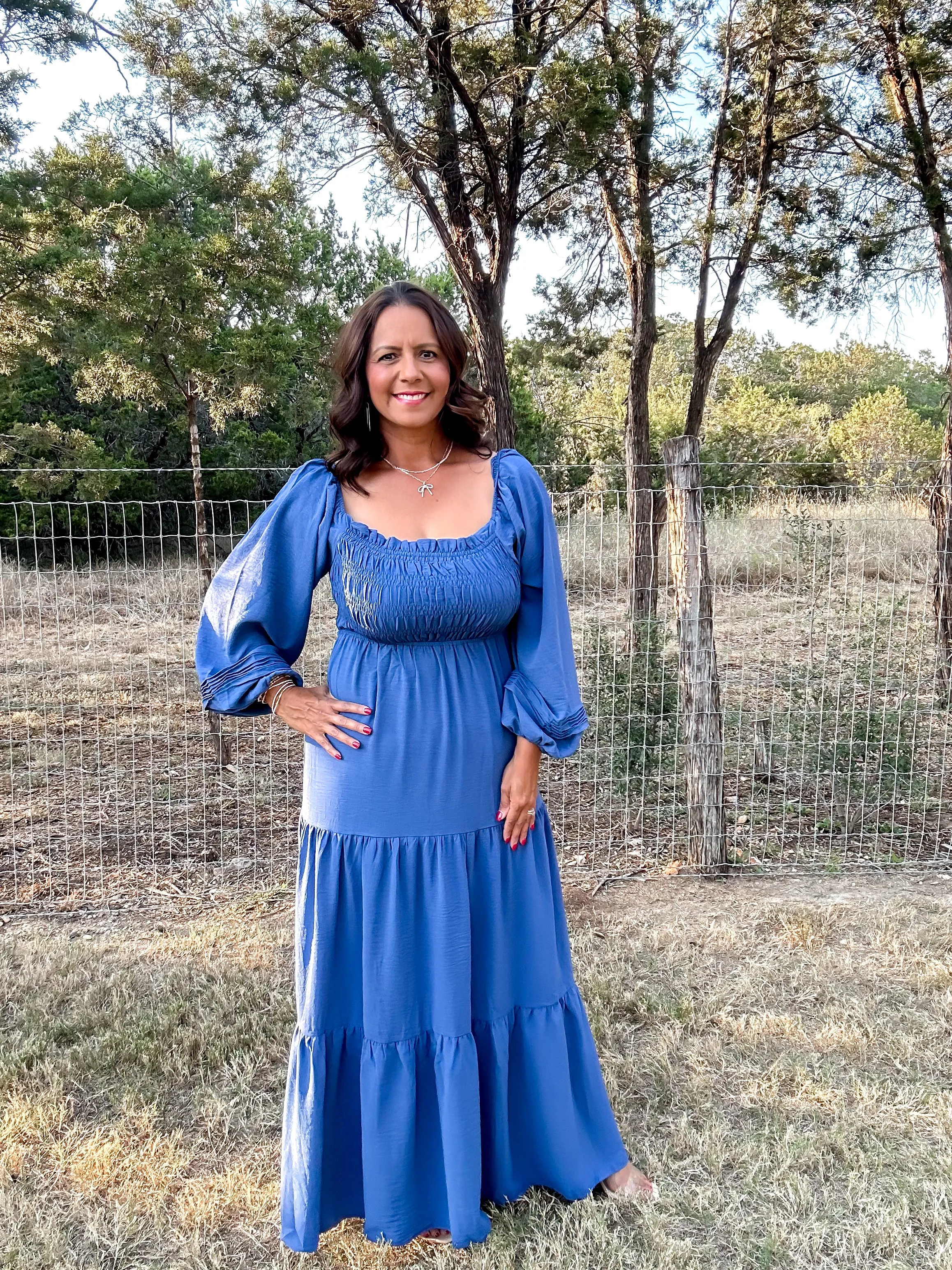 Smocked Tier Maxi Dress - Blue