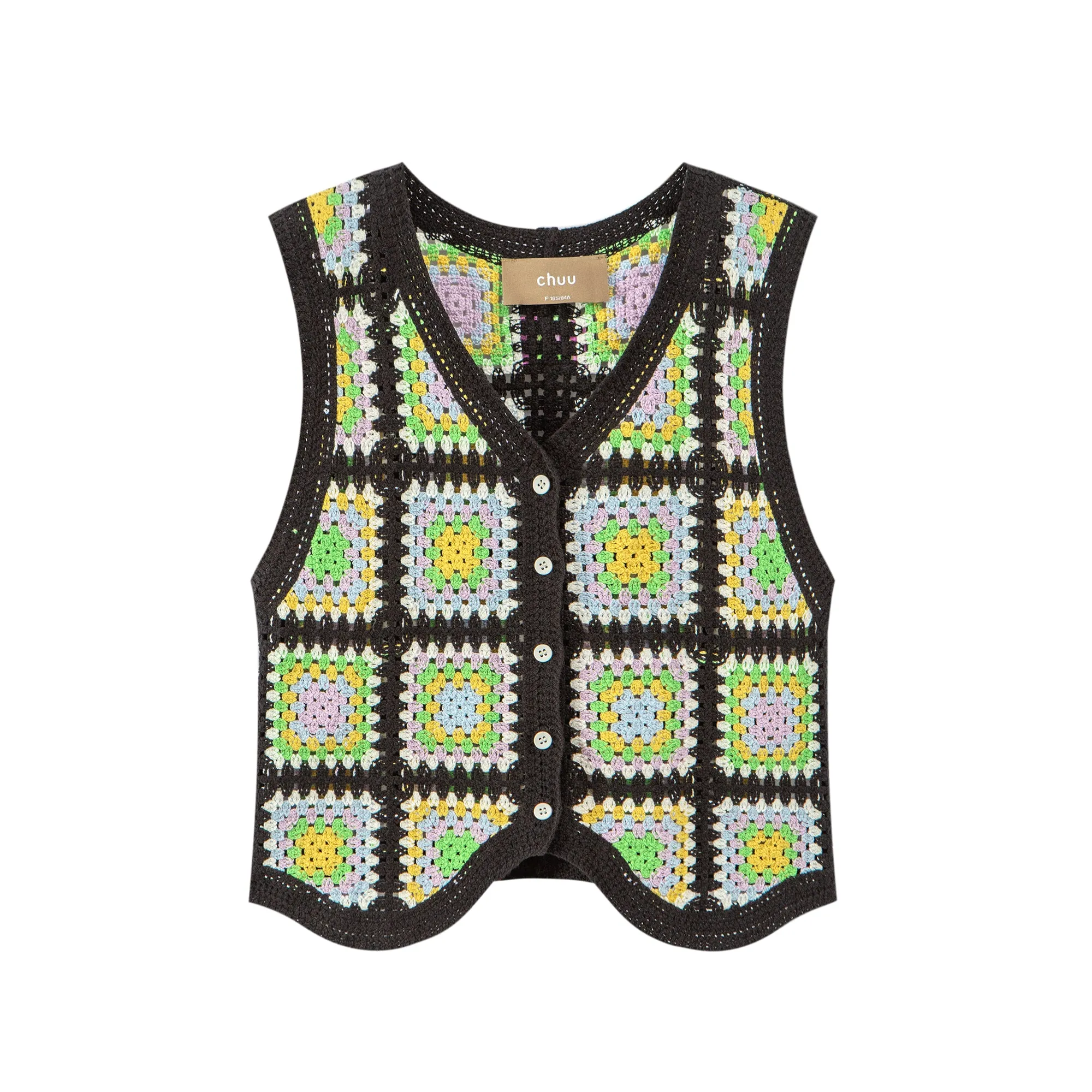 Square Pattern Crochet Vest