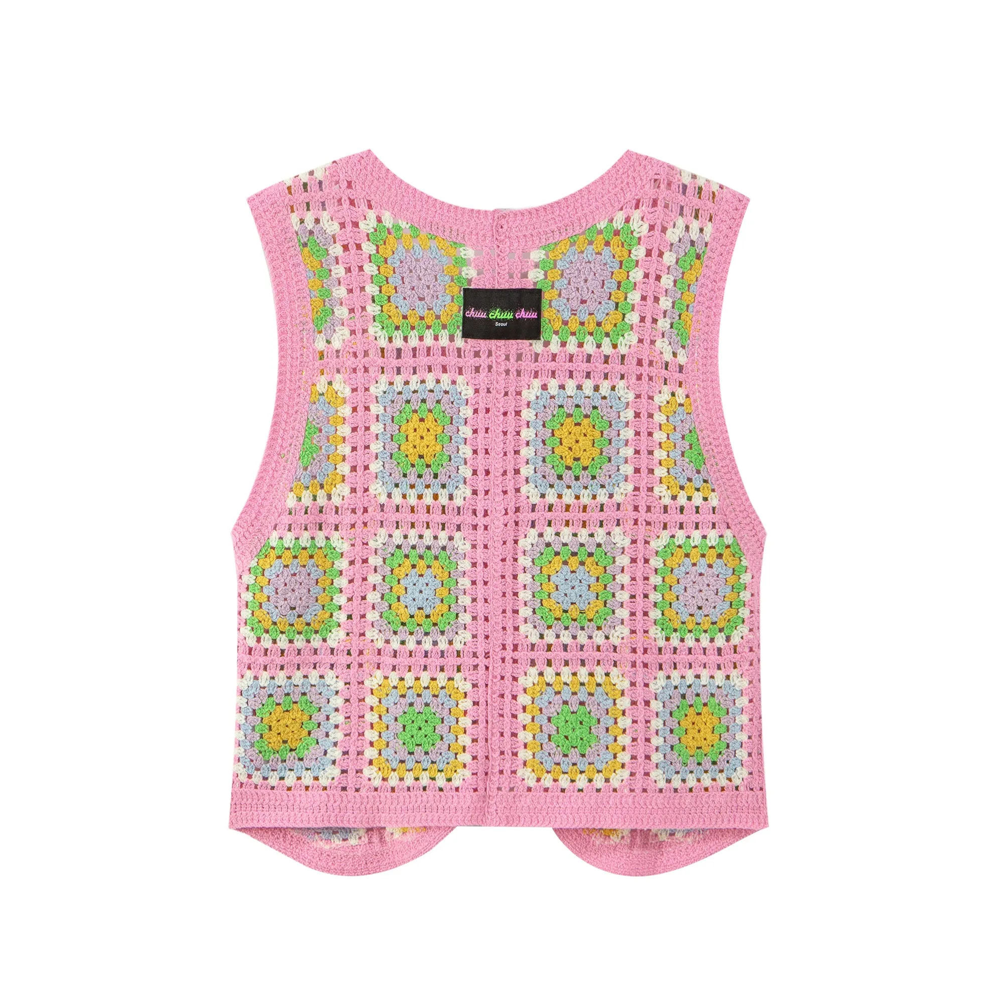 Square Pattern Crochet Vest