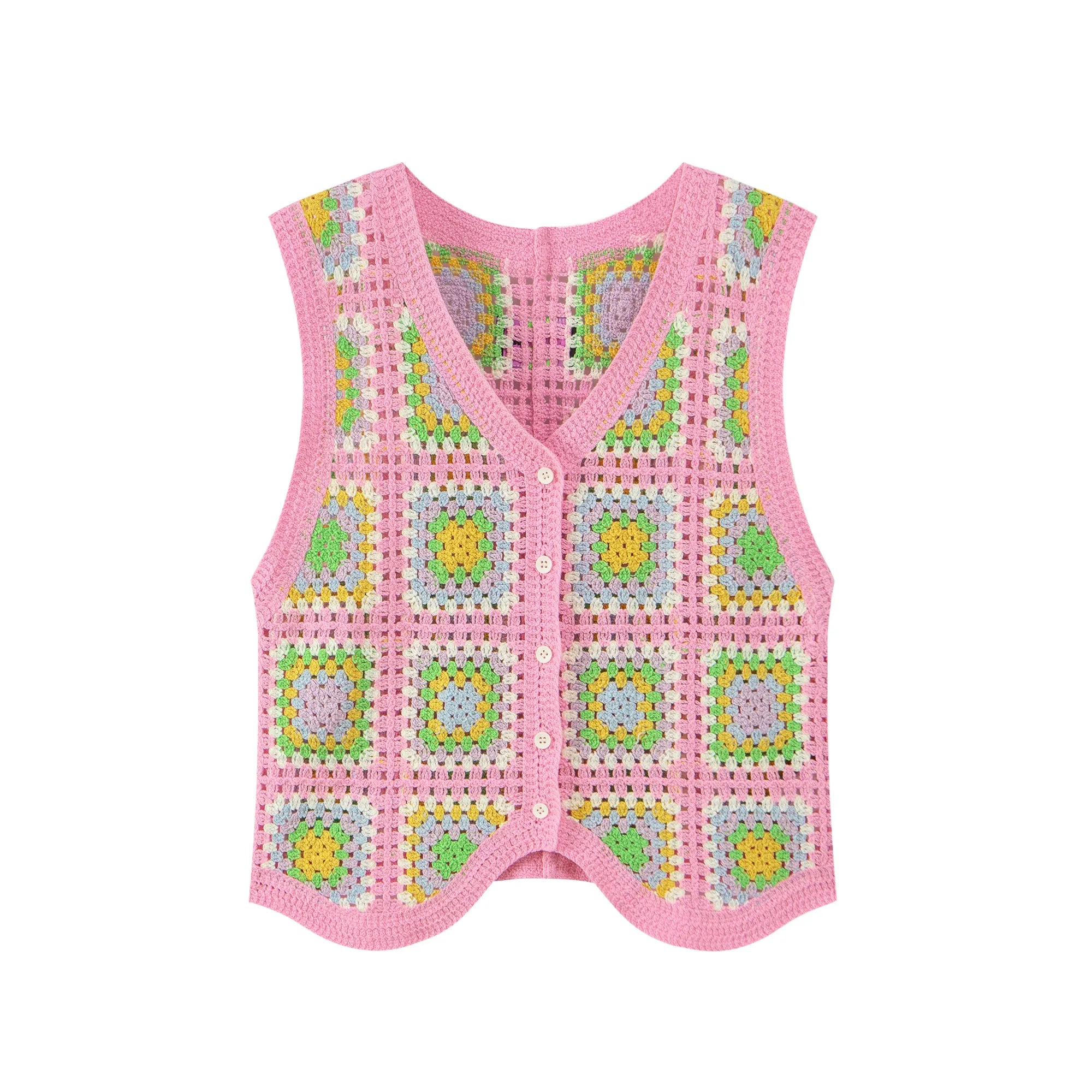 Square Pattern Crochet Vest