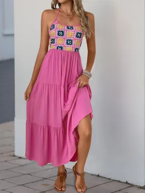 Summer Crochet Top Vacation Midi Dress