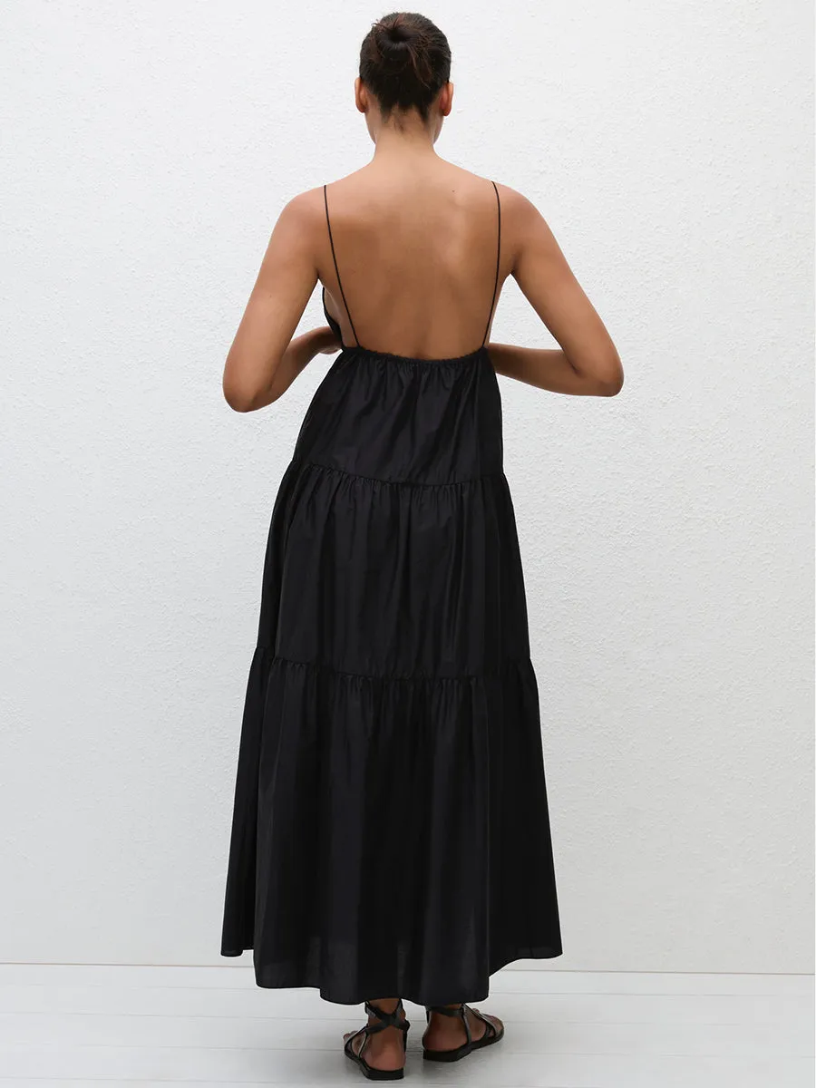 Triangle Tiered Sundress in Black