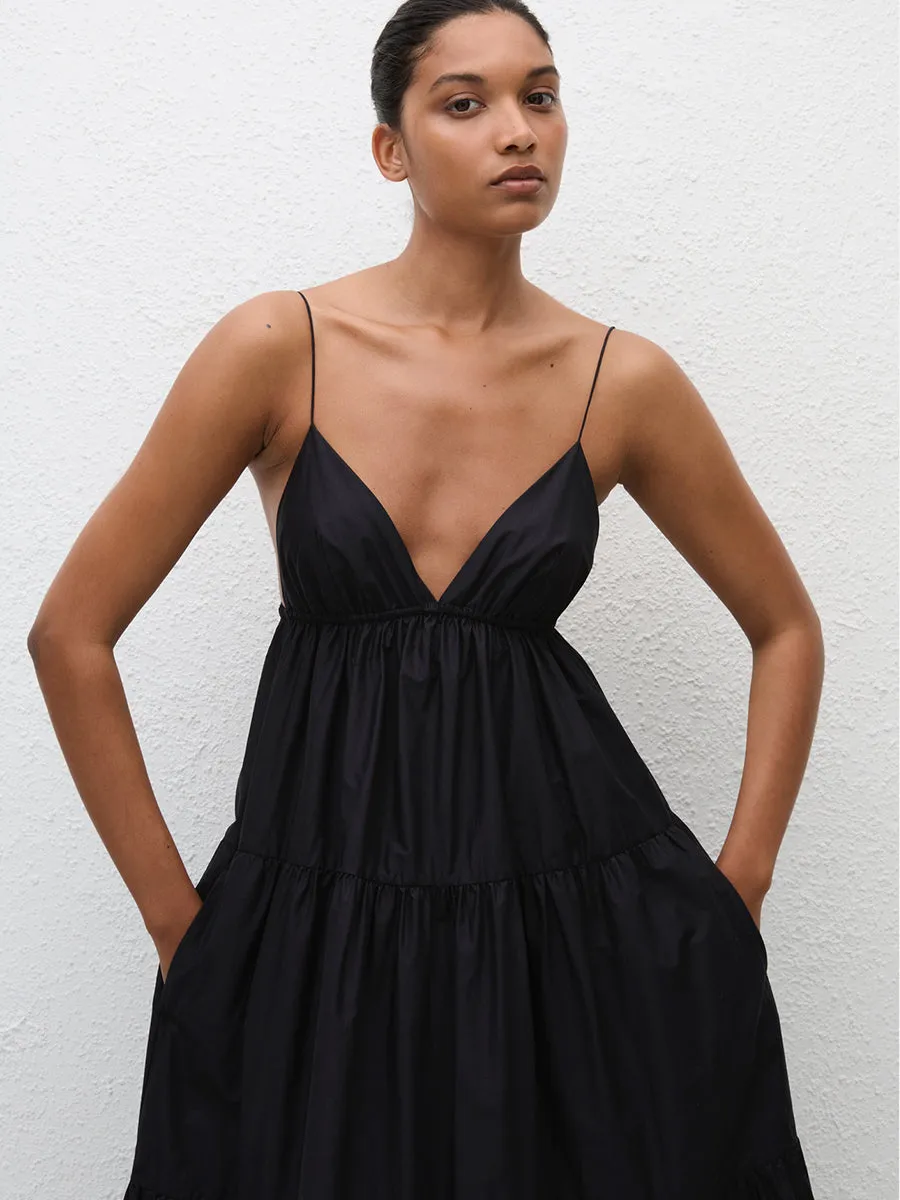 Triangle Tiered Sundress in Black