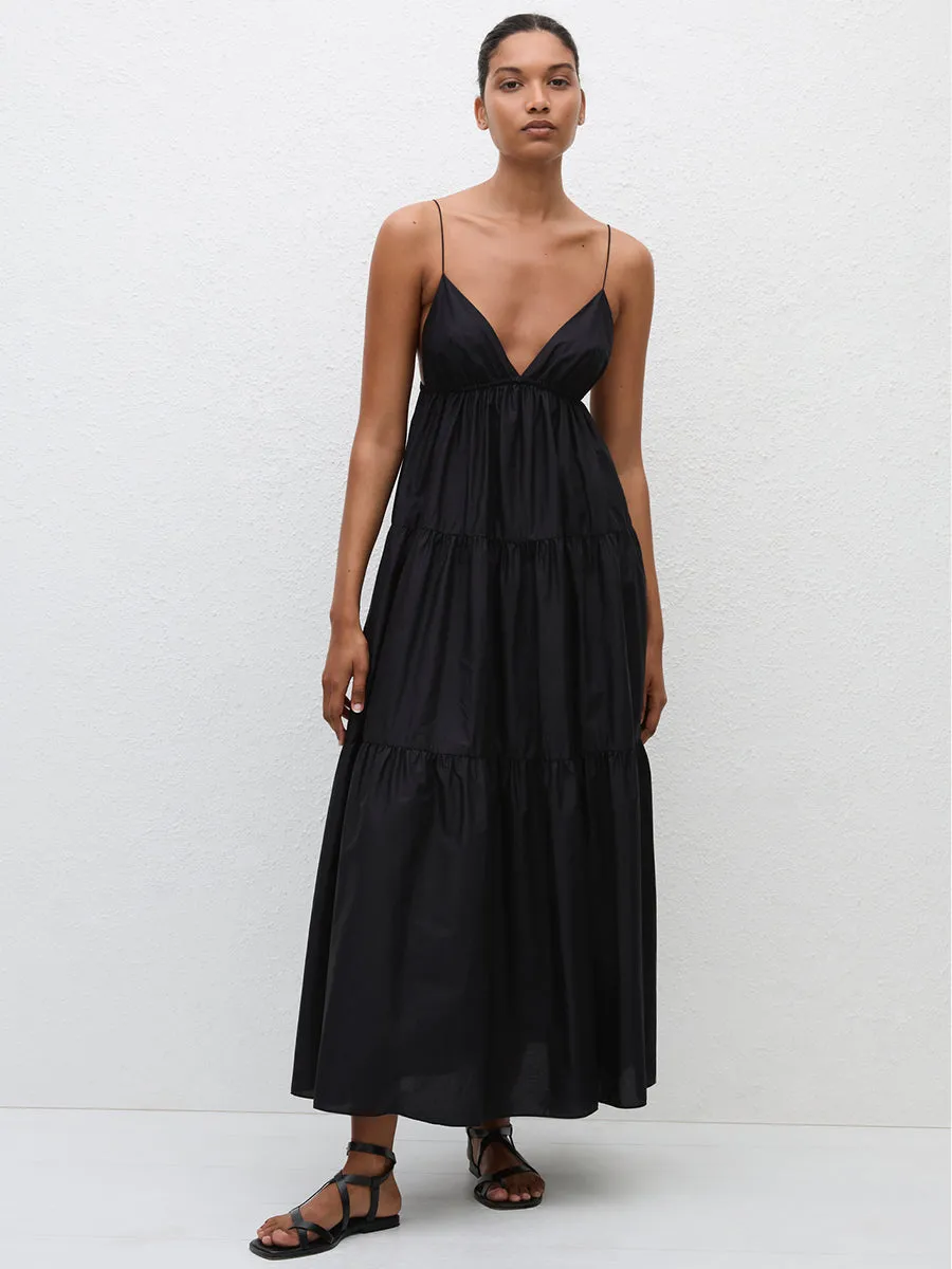 Triangle Tiered Sundress in Black