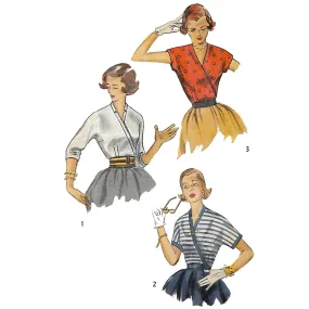 Vintage 1950s Pattern – 'Simple' Wrap-over Tops, Blouses) - Bust 34” (86.4cm)