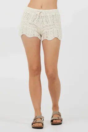 Vintage Havana Crochet Knit Scallop Edge Short