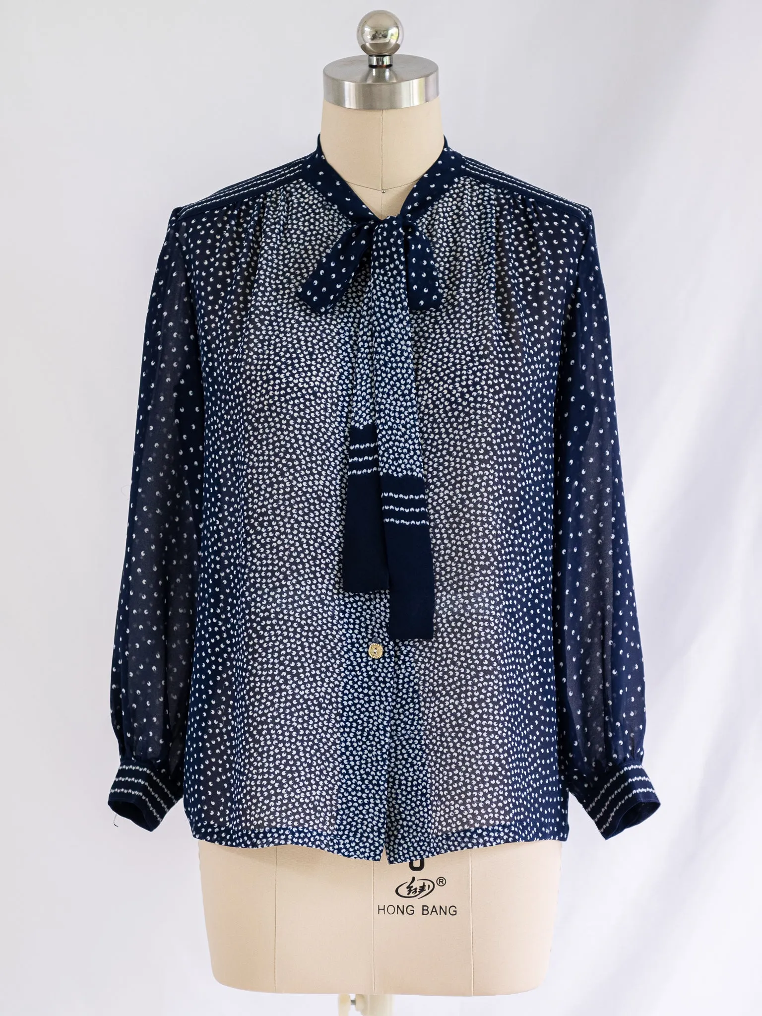 Vintage Serene Blue Cuff Sleeved Blouse