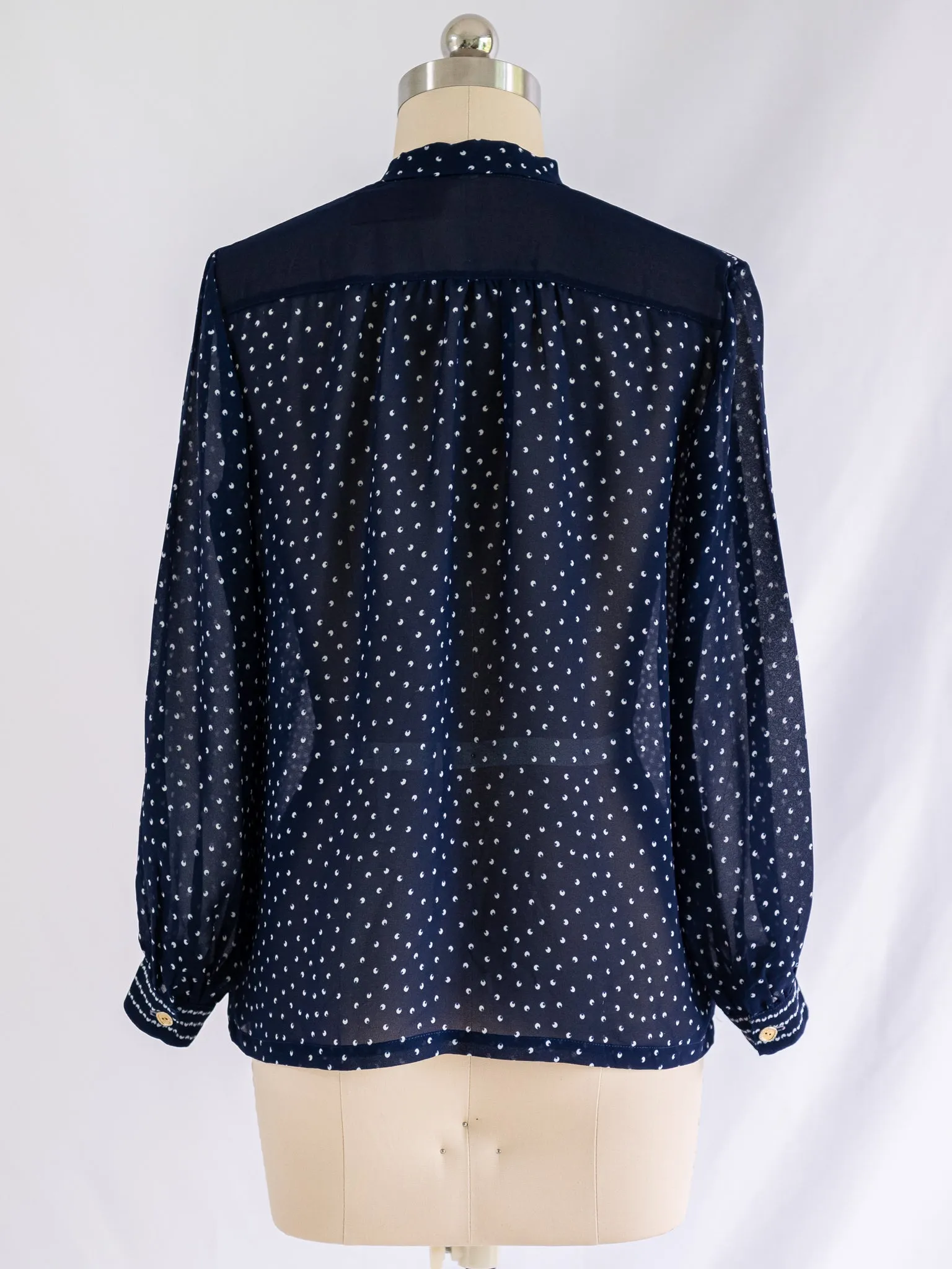 Vintage Serene Blue Cuff Sleeved Blouse