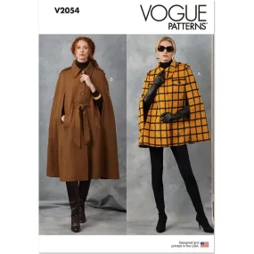 Vogue Pattern V2054 Misses' Capes and Belt