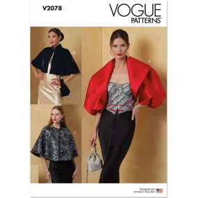 Vogue Pattern V2078 Misses' Bolero and Capes