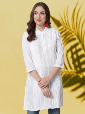 Women Hand Embroidered Chikankari Cotton Tunic-PC1419L