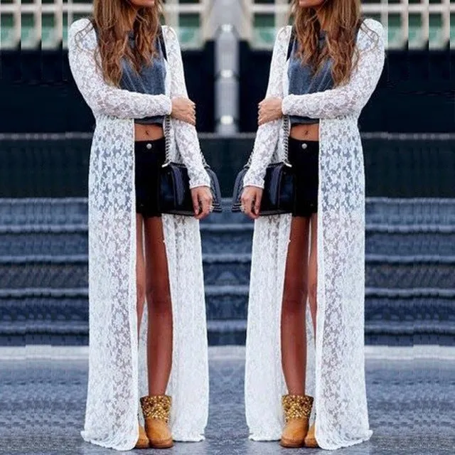 Women Outwear Lace Long Sleeve Kimono