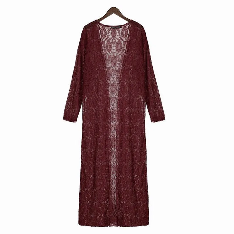 Women Outwear Lace Long Sleeve Kimono