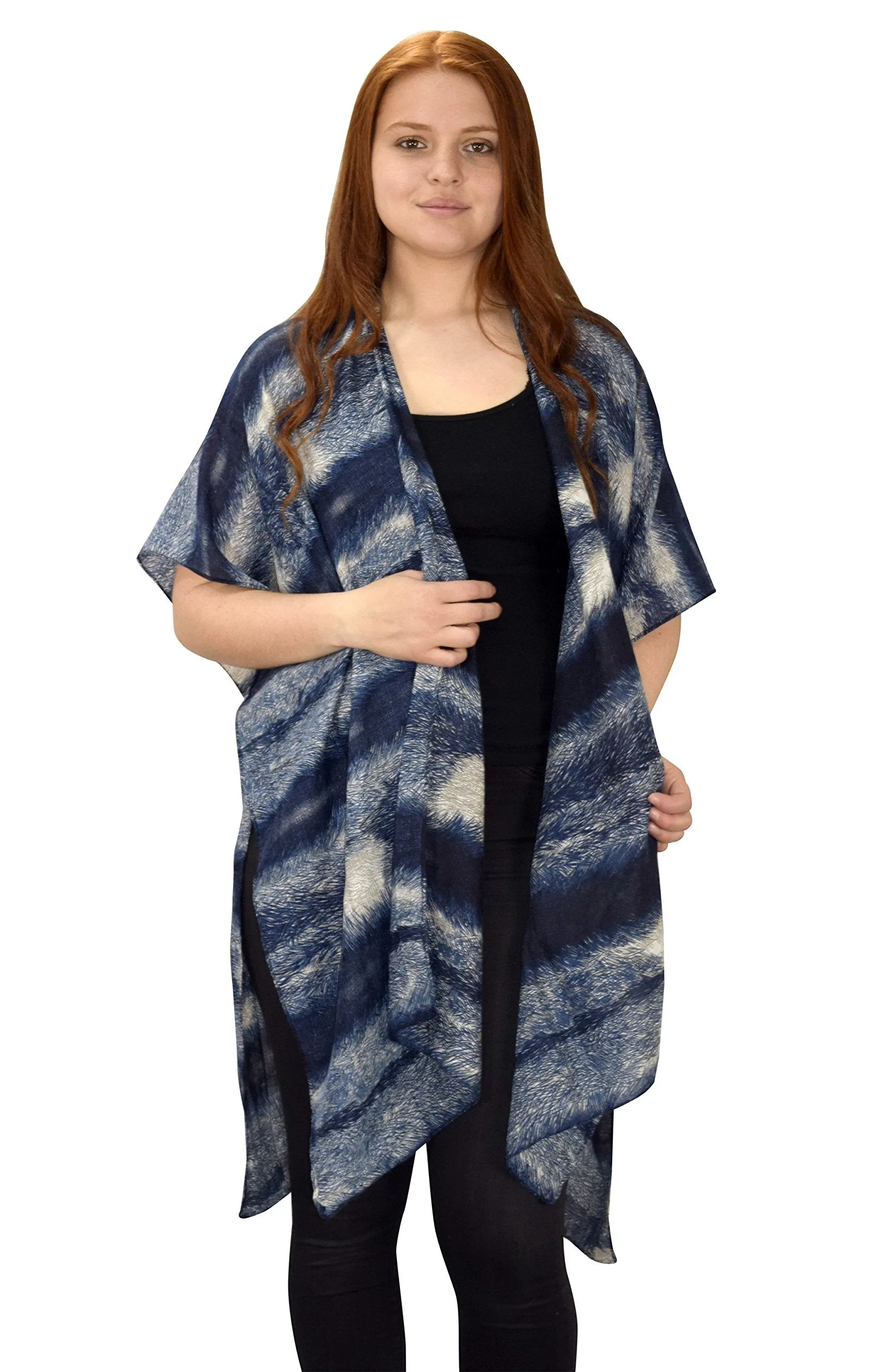 Womens Vintage Tie Dye Print Lightweight Cardigan Summer Poncho