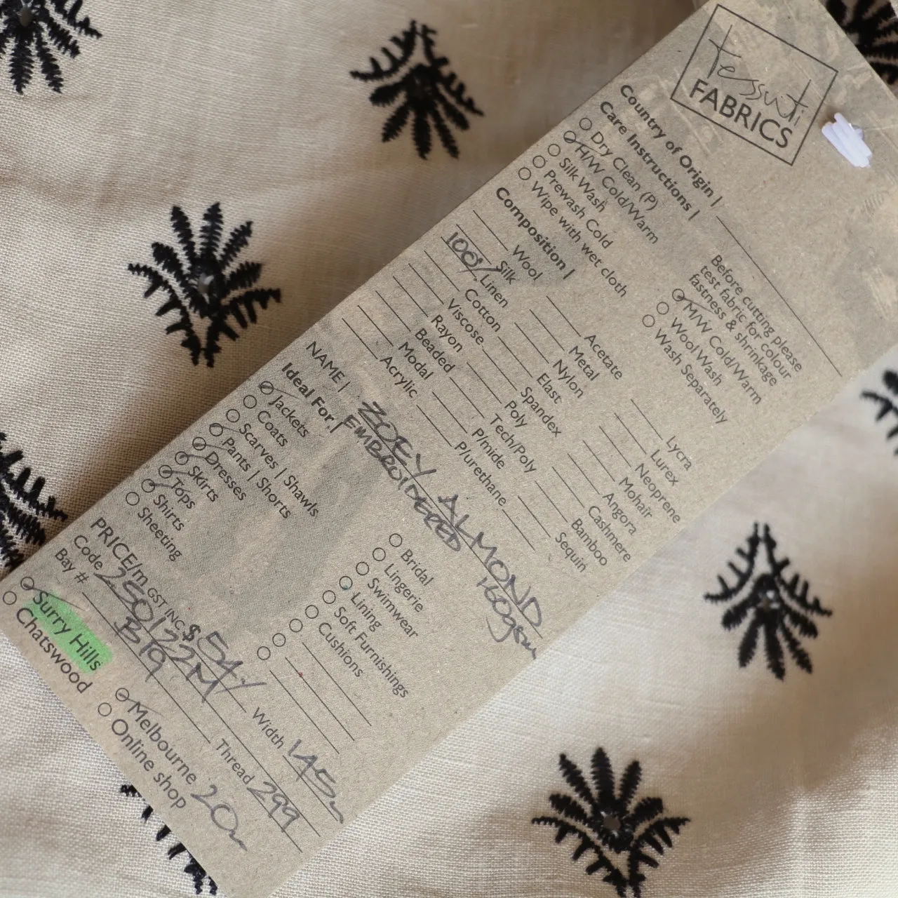 Zoey Almond Embroidered Linen