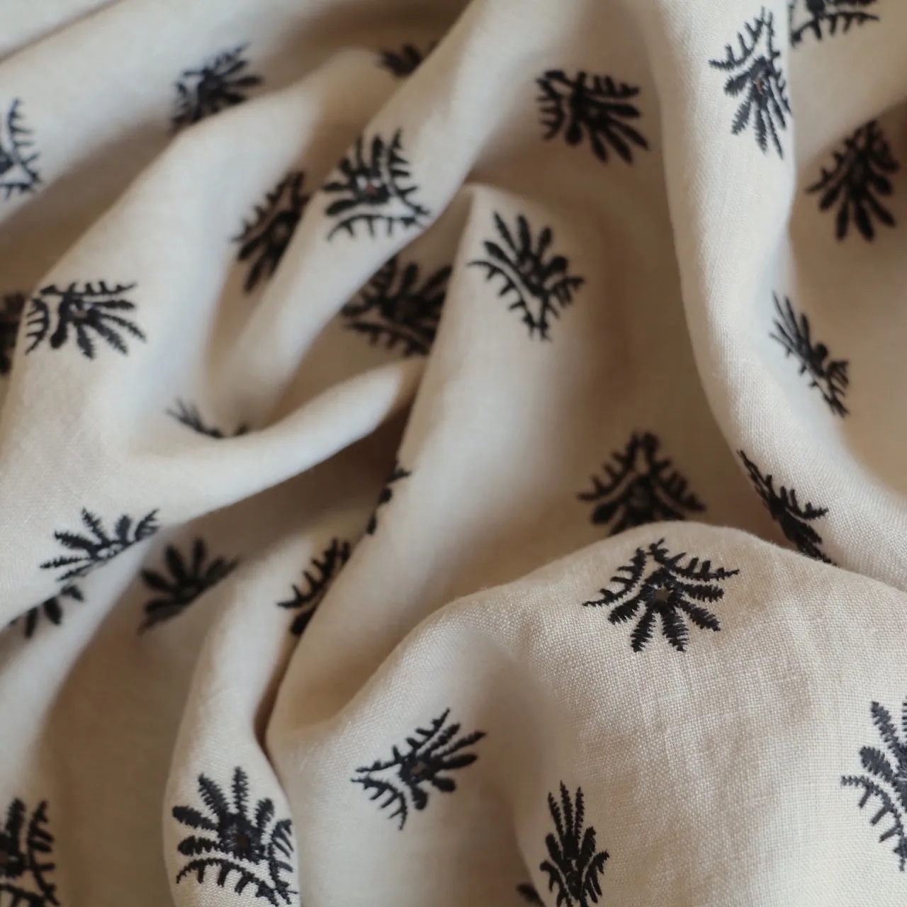 Zoey Almond Embroidered Linen